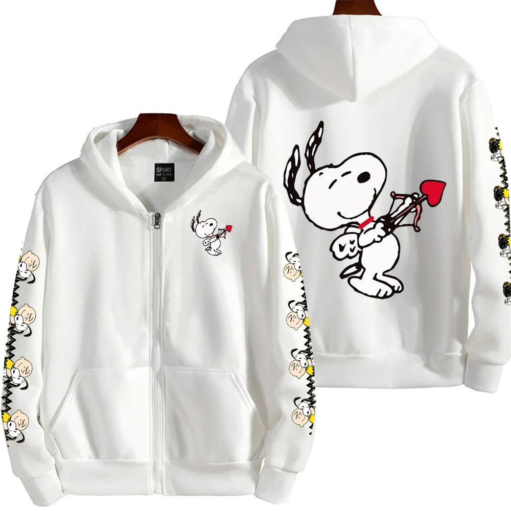 Cupid Snoopy Men's Cartoon Autumn/Winter Zipper Hoodie Women's Street Casual Fashion Couple Sports oversize Hoodie