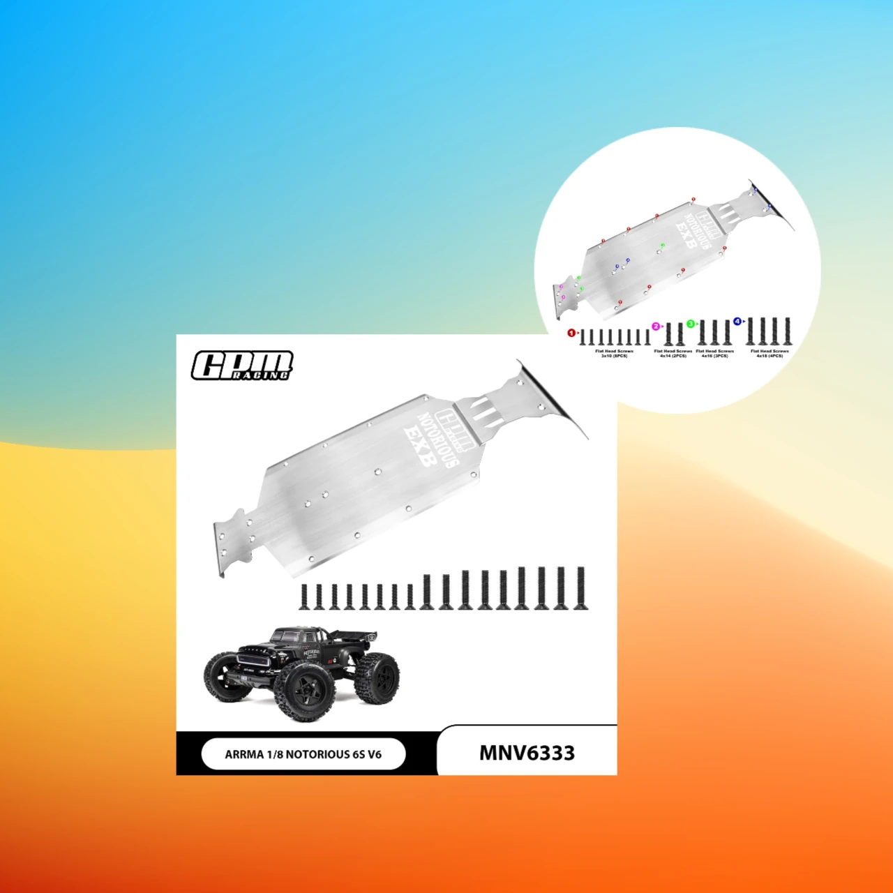 

ARRMA 1/8 Notorious/Outcast 6S для встроенного комплекта защиты шасси из нержавеющей стали