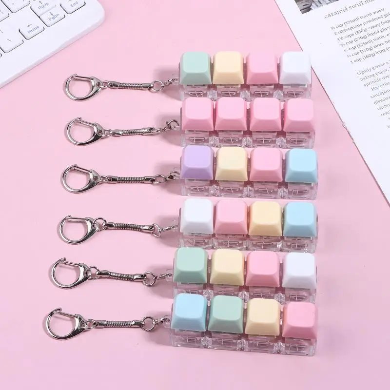 New DIY Keyboard Fidget Keychain Keycap Relief Stress Clicker Toy Pass The Time 4/9 Keys Pinch Toy Kids Stress Relief Toy