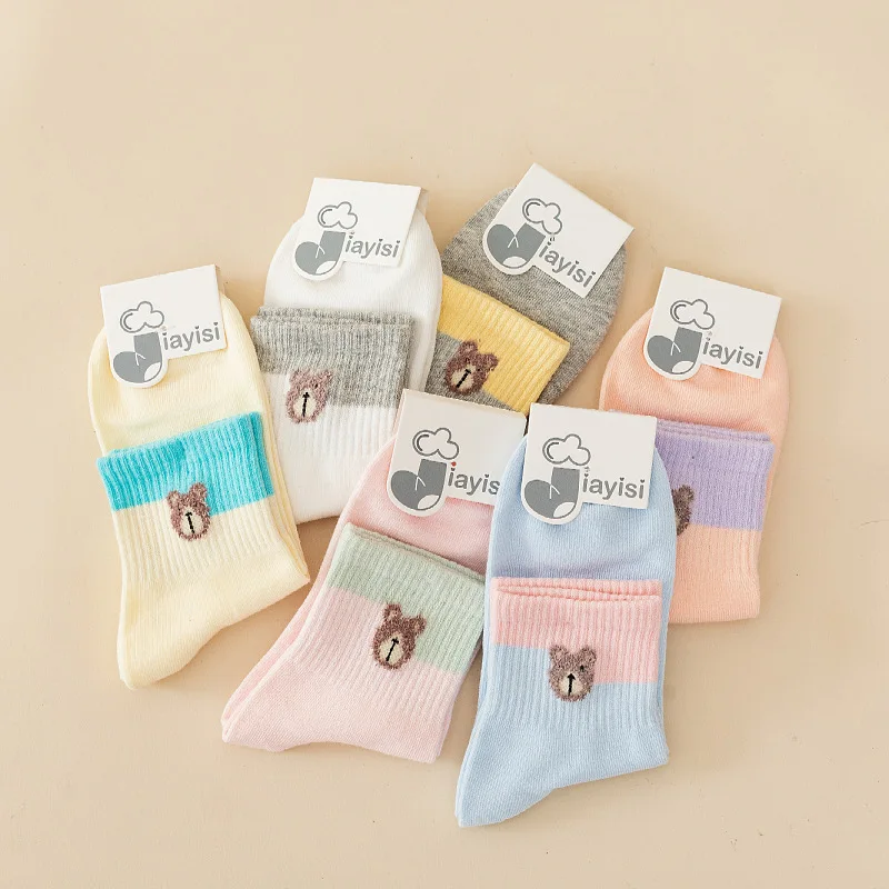 1 Pair New Cute Bear Socks Women High Cotton Keep Warm  Winter Sock Fuffy Funny Lovely Kawaii Cartoon Women's Thermal Socks