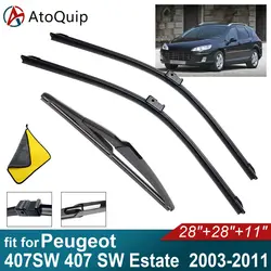 Car Windshield Wiper Blades Fit For Peugeot 407SW 407 SW Estate Rear Wiper Blades Soft Rubber Auto Front Windscreen