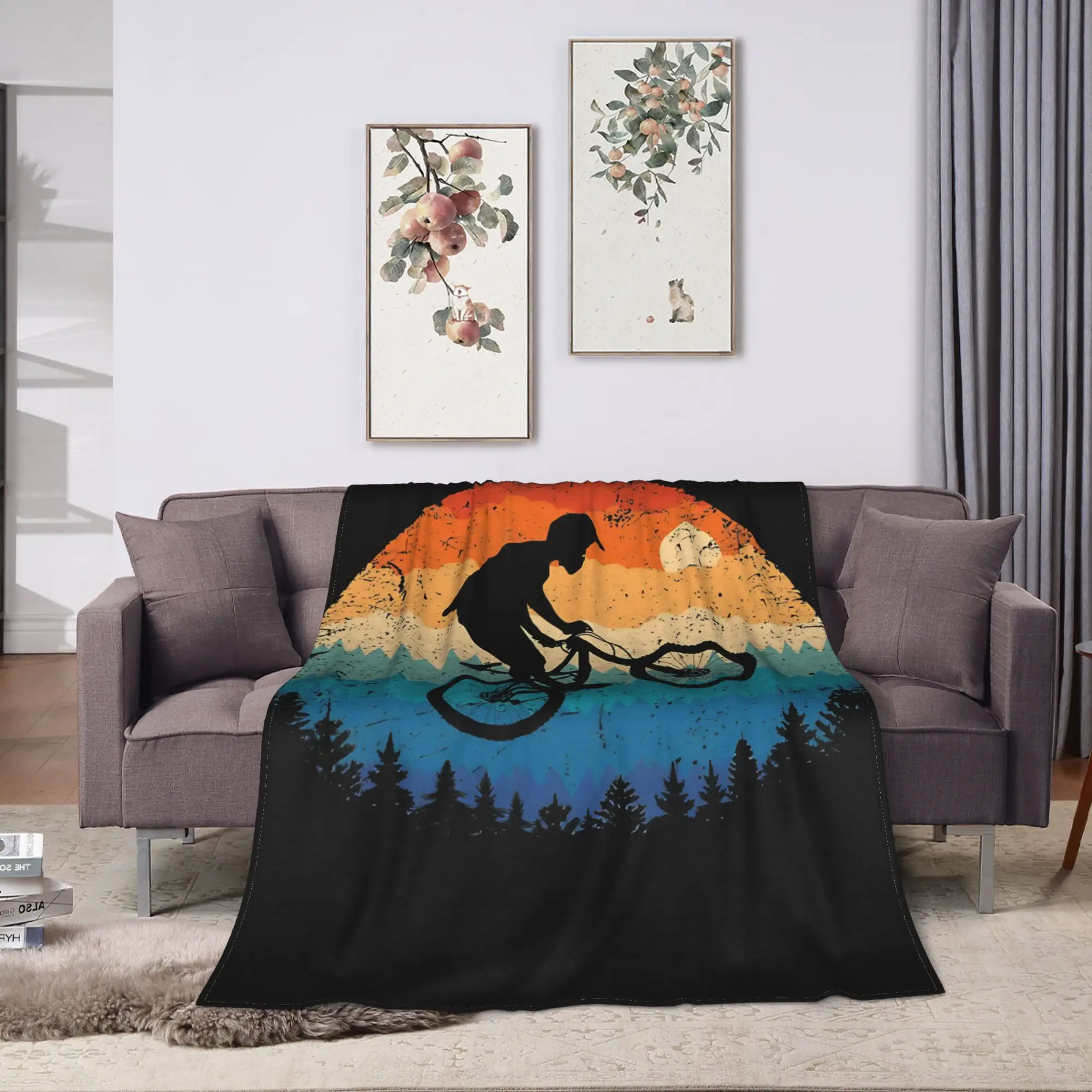 Cycling On The Mountain Bike Warm Soft Blanket Mtb Bike Track Plush Throw Blanket Living Room Flannel Bedspread Sofa Bed Cover