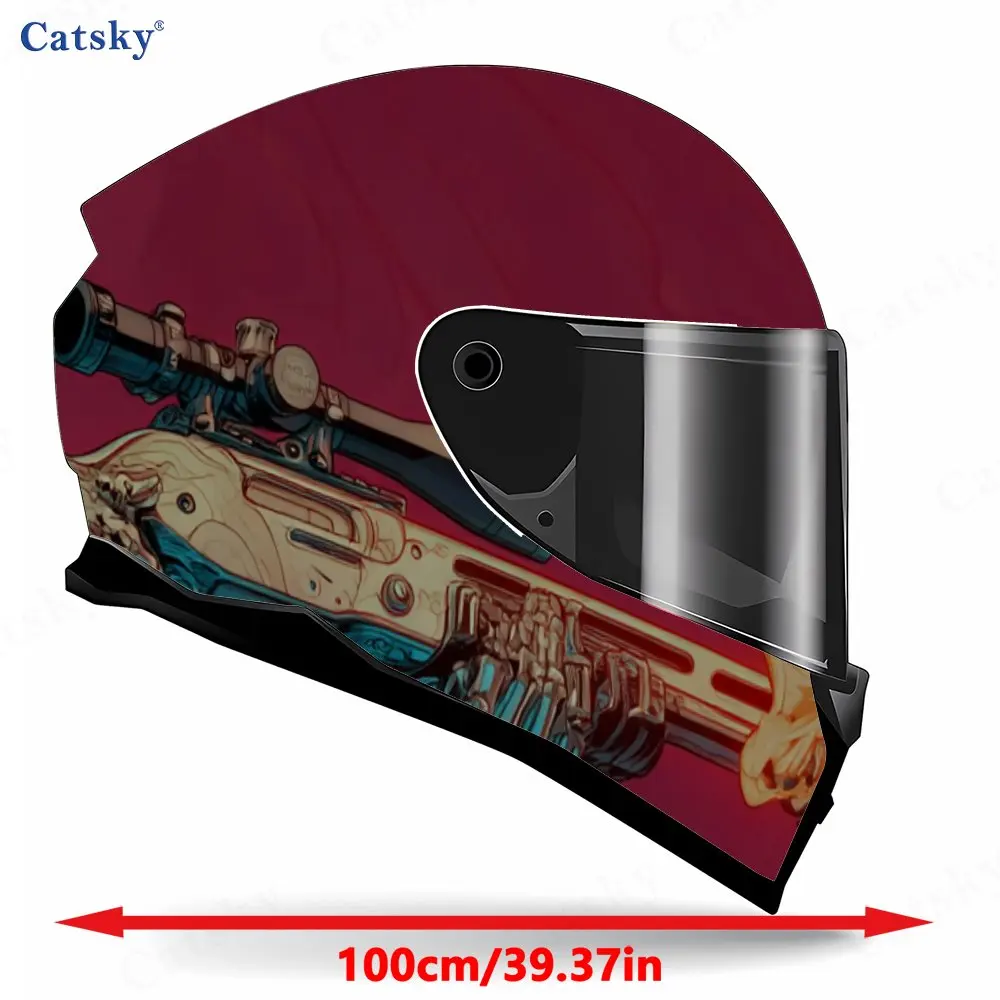 Cyber Cool Skeleton Gunman Full helmet Wrap Sticker Motorcycle helmet Racing graphic Decal Vinyl wrap helmet decal