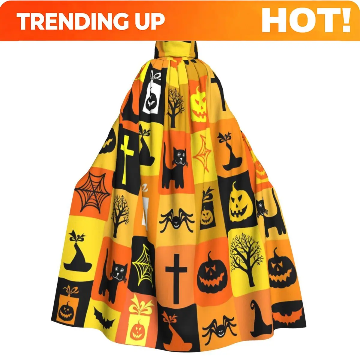 Customization Halloween Hooded Cloak Pumpkins Bats Ghost Aldult Cape Funny Costume Party Accessory