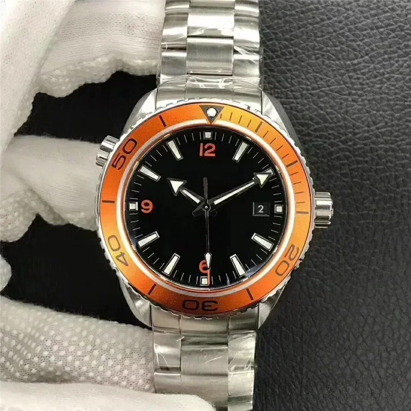 ساعة ميكانيكية أوتوماتيكية للرجال ستانلس ستيل أسود أزرق سيراميك مدي الياقوت ساعات المعصم حسب الطلب #2