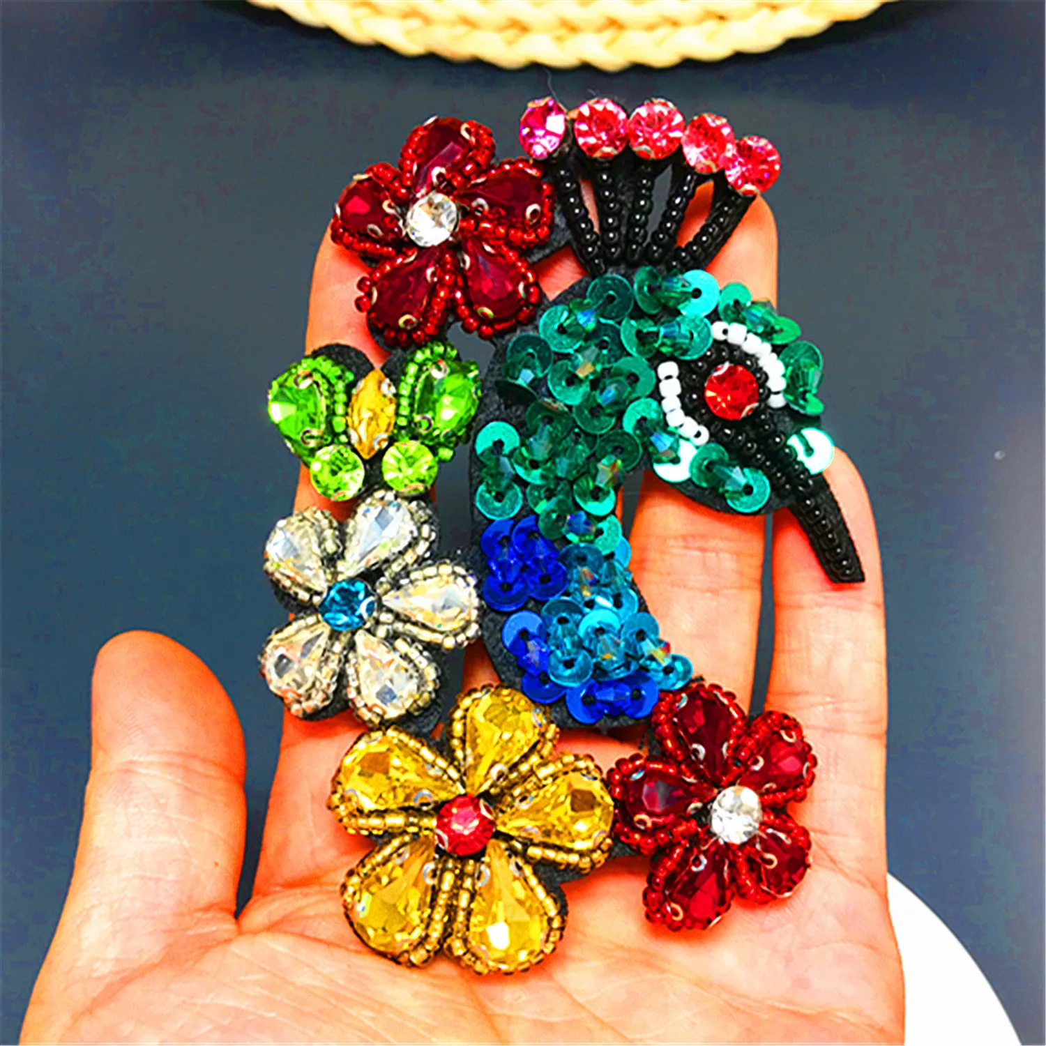 New handmade beaded Peacock cloth stickers fashion accessories Mao Mao rabbit patch stickers