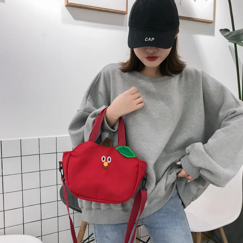 Funny Fruit Canvas Women Crossbody Bag Lady Handbag Cartoon Cute Banana Tomato Messenger Bag Personalized Cool Girl Shoulder Bag