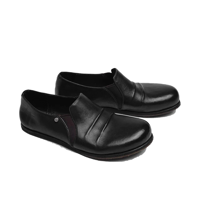 

Advanced black Muller shoes Loafers shoes men's minimalist handmade cowhide clean fit leather washed with water