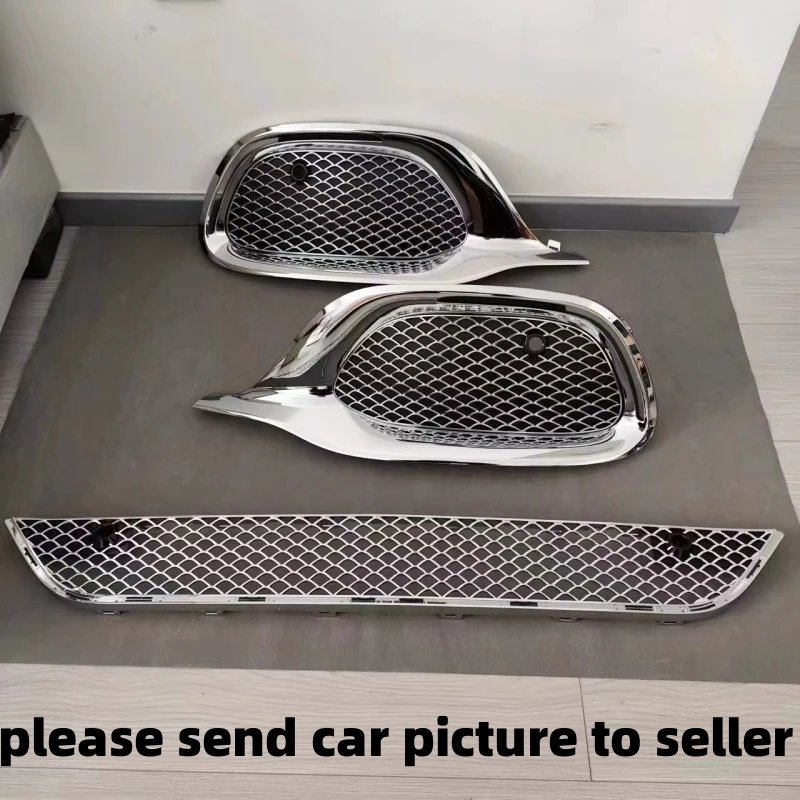 Chrome Front Bumper Lower Grille for Mercedes Benz S480 Upgraded to S680 Style Plated Scale Pattern Radiator Grill