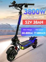 EU 2025 Fast S10 Electric Scooters 3800W 52V 38AH Powerful Off Road EScooter For Adults max speed 80KM/H Max Mileage 80km