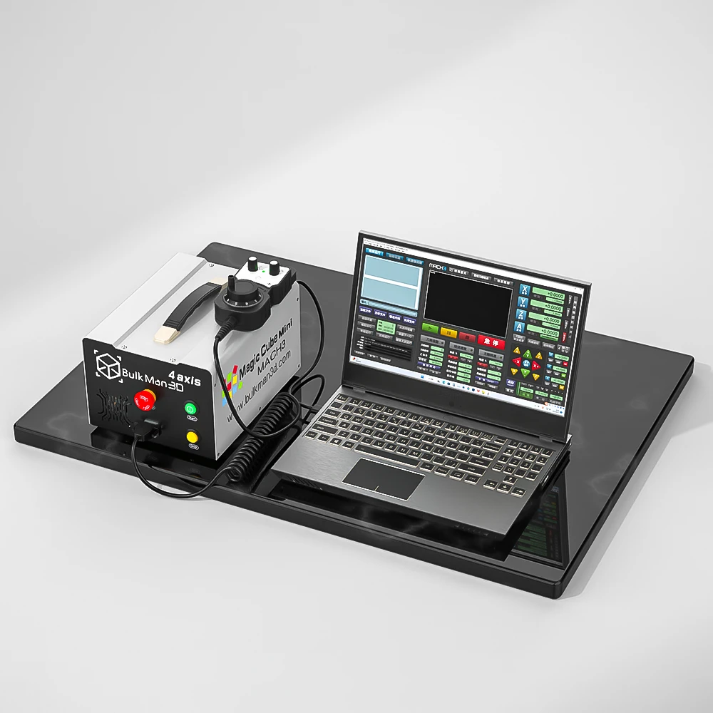BulkMan3D UC300 4-Axis CNC Controller, Magic Cube Mini Mach3 Control Box, 3N.m Closed-Loop Motor + MPG Handwheel for CNC Machine