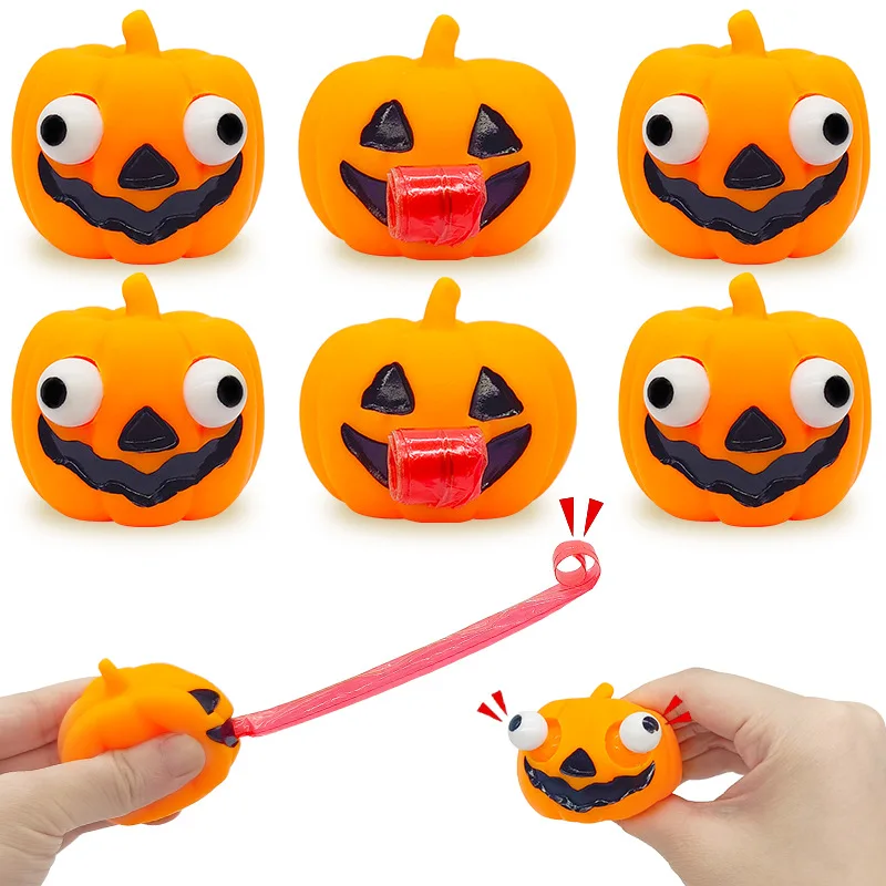 Juguetes Divertidos de calabaza para niños, 2 piezas, para Halloween, para apretar y descompresión