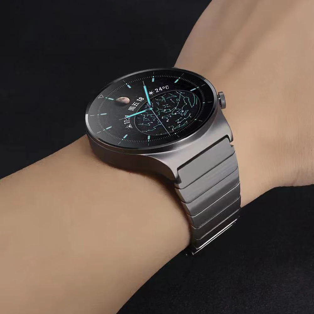 22mm Stainless Steel Watch Band Titanium Gray for Huawei GT2 3 Pro 46mm Strap Sport Bracelet For Samsung Gear S3 Watch 3 Loop