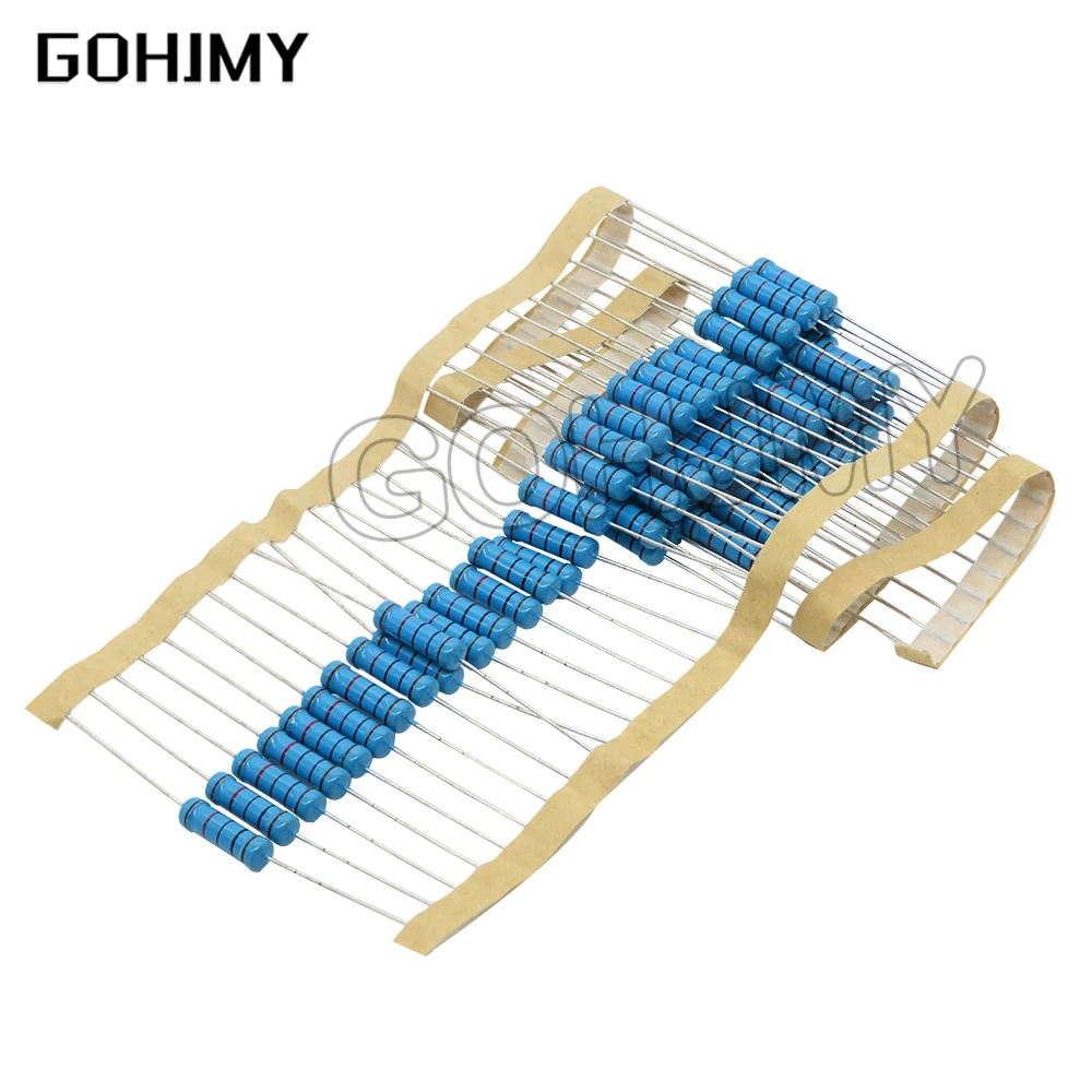 20pcs 2W Metal film resistor 1% 1R~1M 2.2R 4.7R 10R 22R 47R 100R 220R 470R 1K 10K 100K 2.2 4.7 10 22 47 100 220 470 ohm