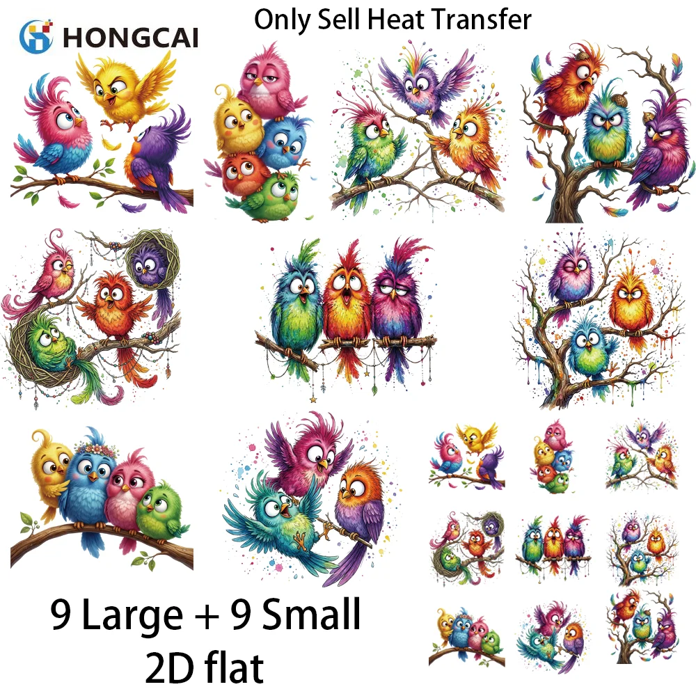 18Pcs Watercolor Bird UV DTF Sticker Set, Waterproof Sweatproof UV-Resistant, Extreme Temp Chemical Abrasion Proof
