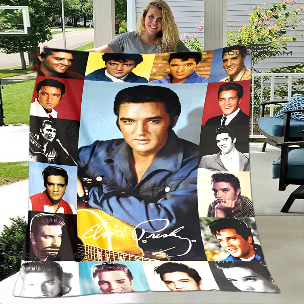 E-Elvis Presley Retro print blanket blankets for beds Picnic blankets Flange blanket Soft and comfortable blanket birthday gift