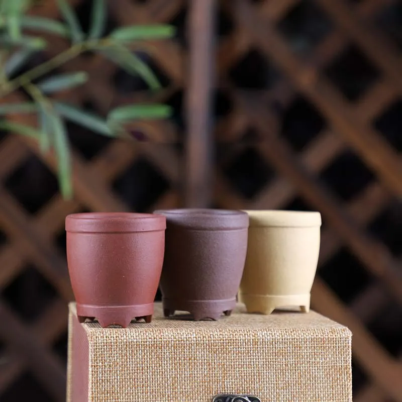 Chinese Style Purple Sand Small Flowerpot Mini Fleshy Green Moss Pot Ceramics Household Destop Home Decor Succulent Pot ZC526