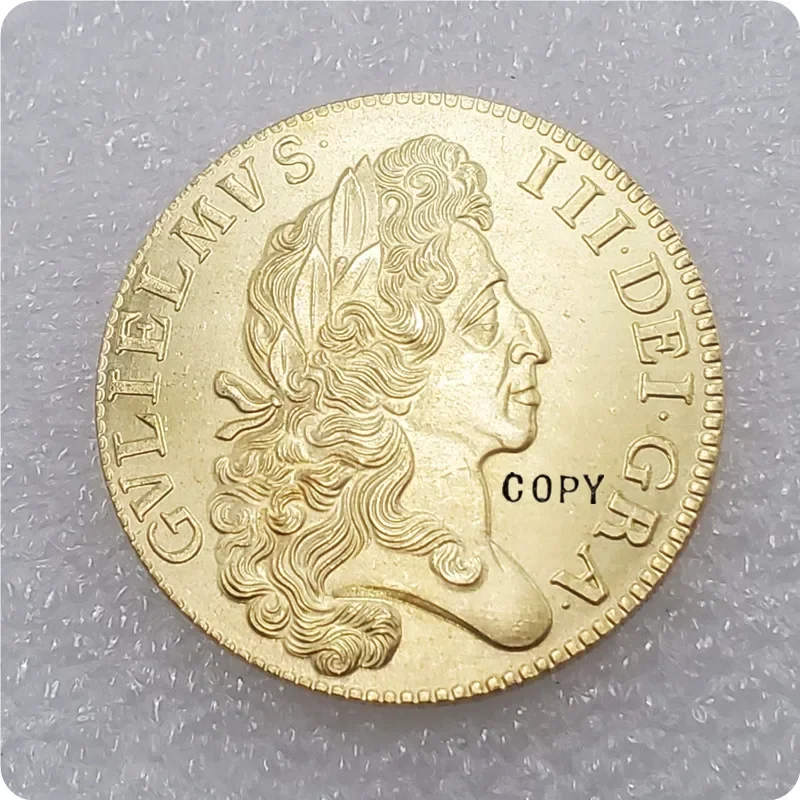 United Kingdom William III 1701 gold five guineas Copy Coin Crypto Challenge Pocket Coins Christmas Gifts