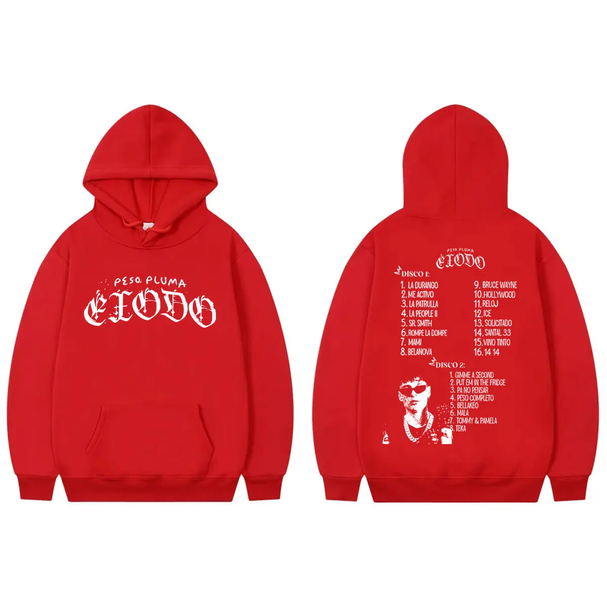 Rapper Peso Pluma Tour 2024 Double Sided Print Hoodie Harajuku Hip Hop Hooded Sweatshirts Men Women Fashion Vintage Pullovers