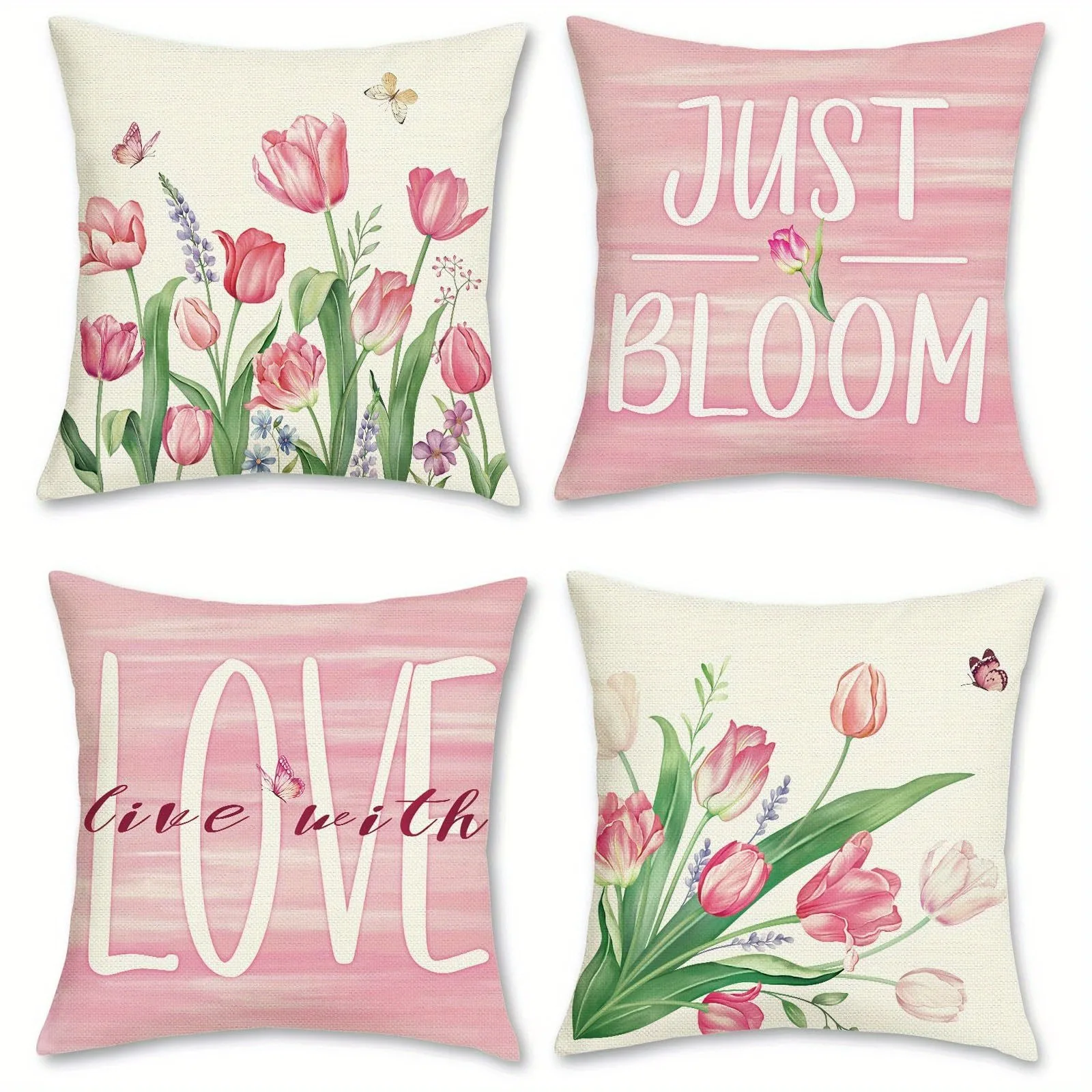 Short plush material pillowcaseRomantic Tulip Love Pillow CoversLiving room sofa cushion cover, soft and comfortable, bedroom ro