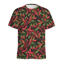 Colorful Peppers 3D Printed T-shirt For Men Summer Casual Short Sleeve Pullover O-Neck Tees Chili Pattern Tops Street T Shirts