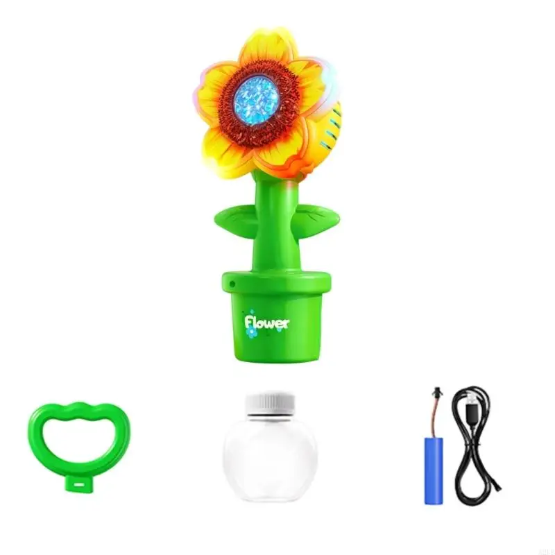 Flower Automatic Bubble Toy Bubble Blower Guns for Toddlers Kids Children Electric Bubble Maker Toy Outdoor Party A2UB