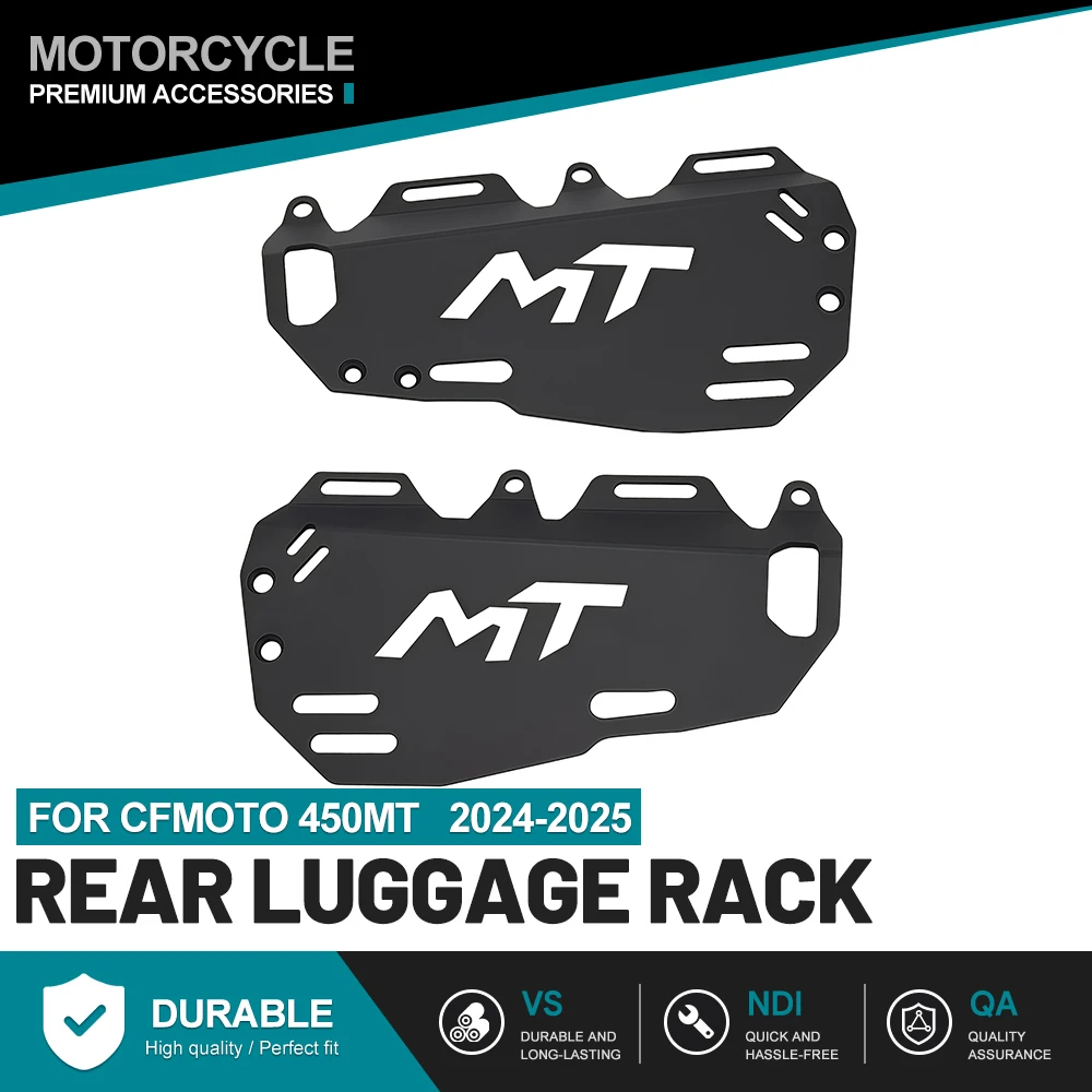 For CFMOTO 450MT 2024-2025 Rear Luggage Rack Cargo Bracket Load-bearing Matte Black Bolt On Steel Plate