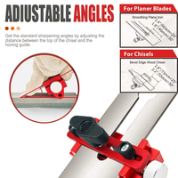 Angle Adjustable Sharpening Jig 0-60° Steel Wood Chisel & Plane Blade Honing Guide Width Fixing Bracket w/Clamps CE for HSS Tool
