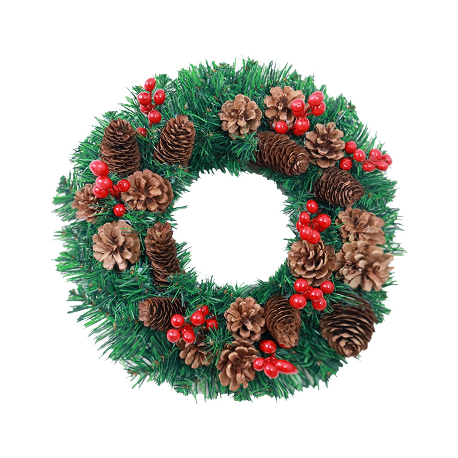 Holiday Christmas Wreath with Pine Cones Merry Christmas Hanging Garland Artificial Wreath for Front Door Wall Party Decoration