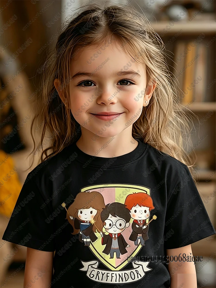 Summer Hot Sale Cartoon Harry Potter Print T-shirt For Kids Comfortable Pure Cotton Sports Tshirts Boys Girls Gifts Kids Clothes view 2