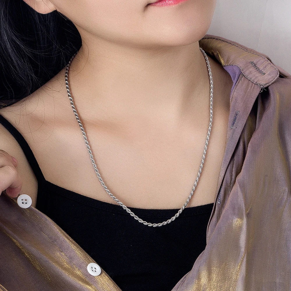 Delicate 925 Silver Twist Choker Necklace 2.5mm Dainty Chain for Women Birthday Gift Anniversary Jewelry Elegant Gift
