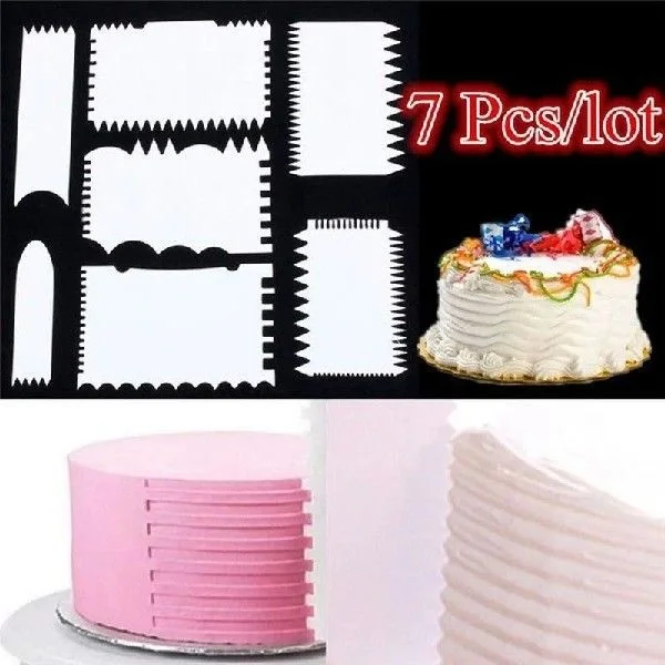 Conjunto de 7 Espátulas para Bolo de Fondant, Ferramenta de Decoração de Bordas de Bolo, Acessórios de Confeitaria, Utensílio...