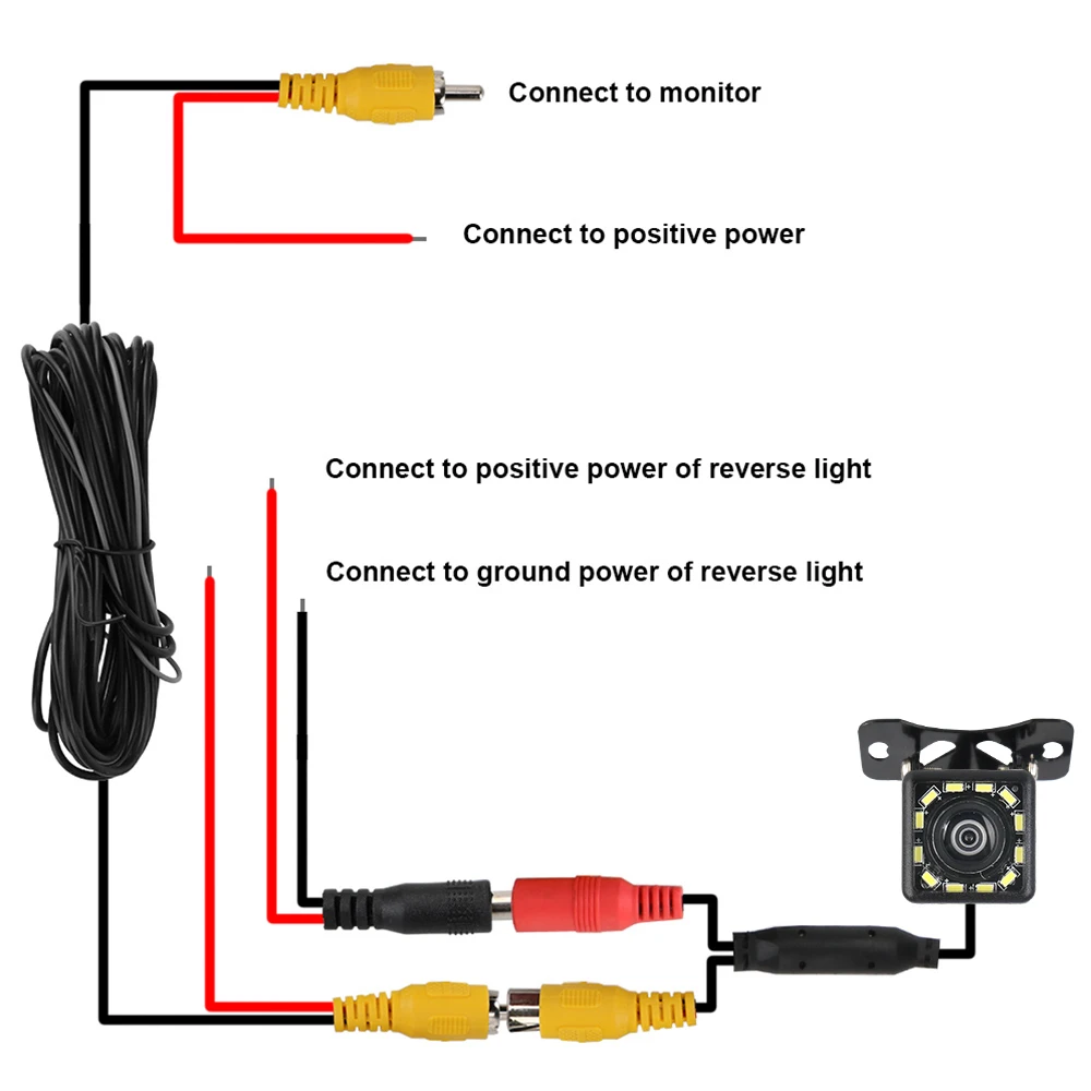 Night Vision Universal 170 Degree Reversing Parking Monitoring High Definition Car Rear View Camera IP68 Waterproof 12 LED