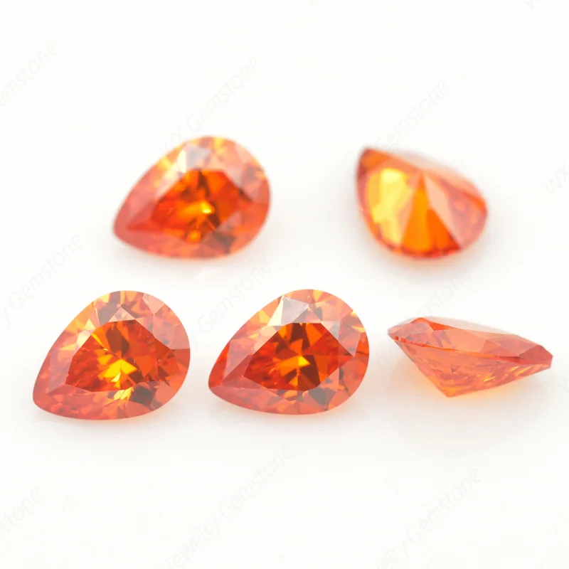 Pear Cut 5A Orange 2x3~18x25mm Synthetic Gems CZ Stone  Loose Cubic ZirconiaFor Jewelry Gemstone Wholesale