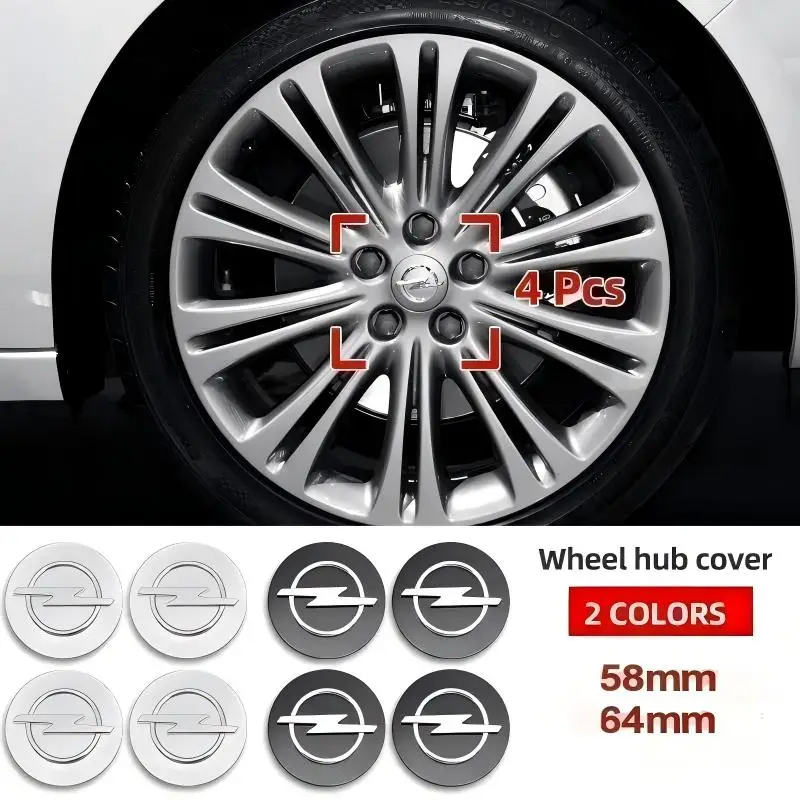 

4 шт., 58 мм, 64 мм, противоскользящие колпаки для ступиц автомобильных колес, подходят для Opel Astra Antara ‌ Zafira Frontera Grandland Tigra Мокка-э Корса Insignia