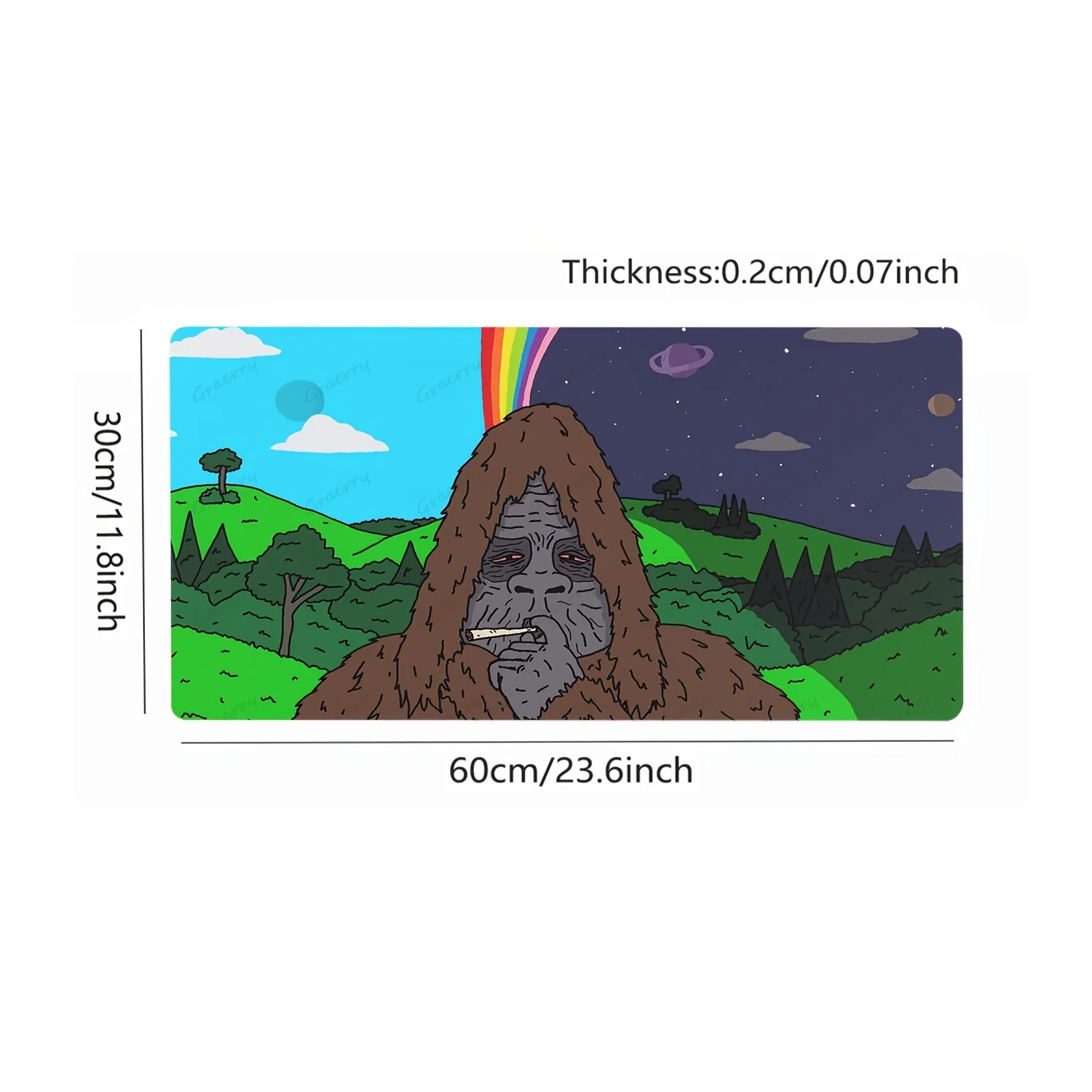 قطعة واحدة من سجادة مكتب كبيرة مضحكة من Sasquatch، قاعدة مطاطية متينة، حواف مخيطة، لوحة ماوس مقاومة للماء غير قابلة للانزلاق للمكتب المنزلي #3