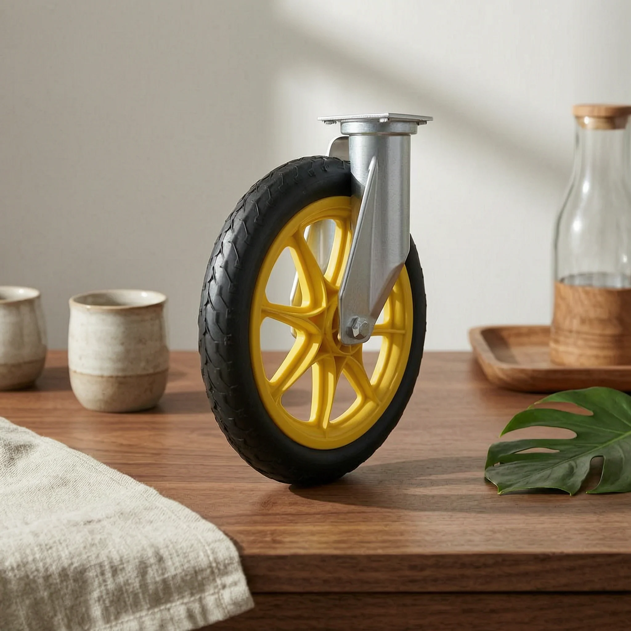 Tool Utility Wheel Multi-Spoke PU Foam Wheel Equipment Part Solid Non-Inflatable