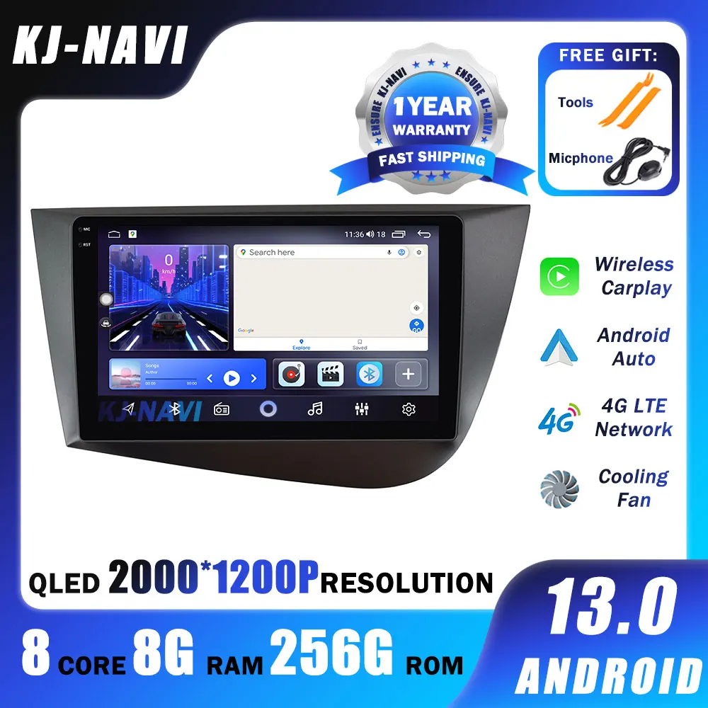 Android 14 QLED Screen For Seat Leon 2 MK2 Altea XL 2004 - 2015 Car Radio Stereo Head Unit DSP Carplay NO 2Din 2 Din DVD