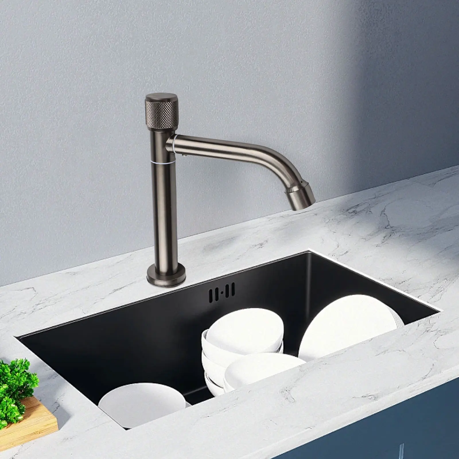 For Utility Areas Compact Faucet Stainless Steel Faucet Home Improvement Grey Robust Materials Easy Installation