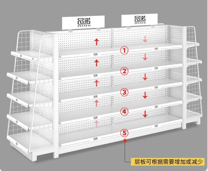 Convenience store shelves, supermarket hole board shelves, single sided and double-sided island display cabinets