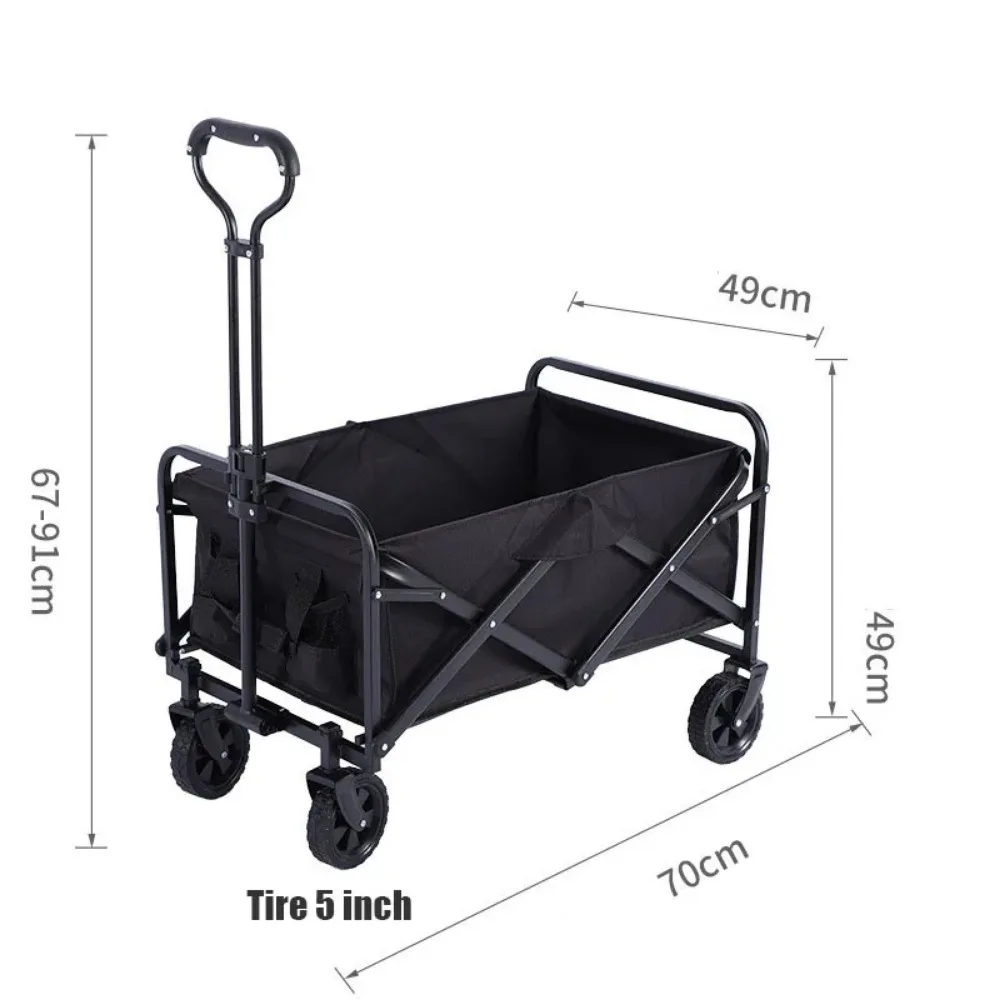 UVR Outdoor Camping Cart Camping Fashion Small Cart Wagon Portable Adjustable Handcart Outdoor Multifunction Adjustable Handle