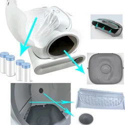 TONEPIE Accessori per lettiera automatica per gatti Porta del bidone Capsula inferiore Schermo di ventilazione Rete filtrante per la sostituzione della toilette degli animali domestici