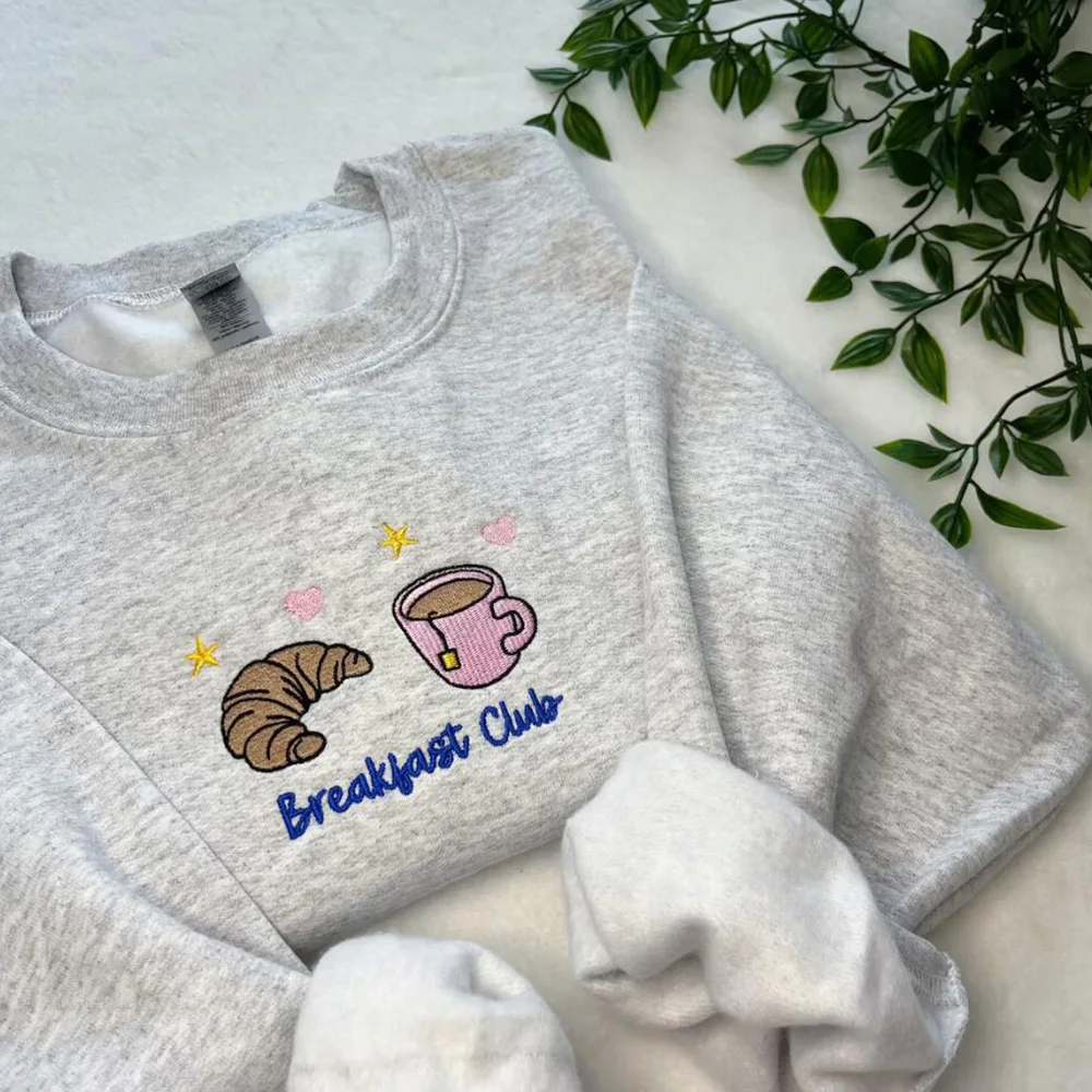 

Клуб для завтрака, женские толстовки с круглым вырезом и вышивкой из мультфильма, весна 2026, свободный толстый пуловер с длинными рукавами, джемпер в стиле ретро