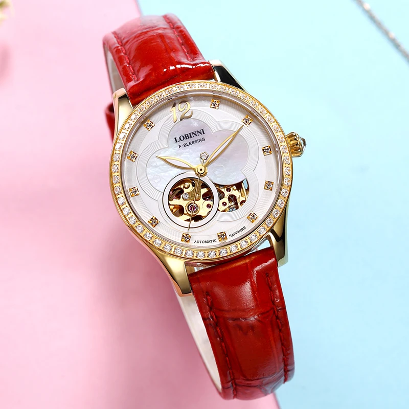 LOBINNI-Automatic Mechanical Watches for Women, Sapphire Diamond, Waterproof Clock, Japan MIYOTA 8N24, Luxury Brand, L2007L