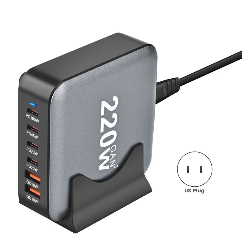

High Quality-New 220W Gan Desktop Charger 6-Port USB Type C PD Charger Fast Charge 3.0 Fast Charger Mobile USB Charger