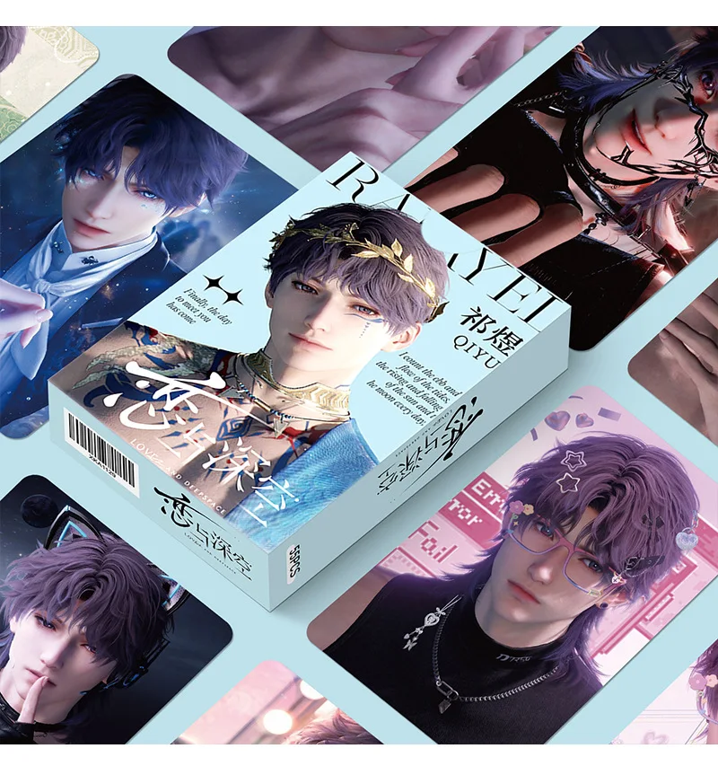 55Pcs/Set Kartu Lomo Game Love And Deepspace Laser Sylus Zayne Rafayel Xavier Caleb Karakter Game Kartu Foto Hadiah Natal