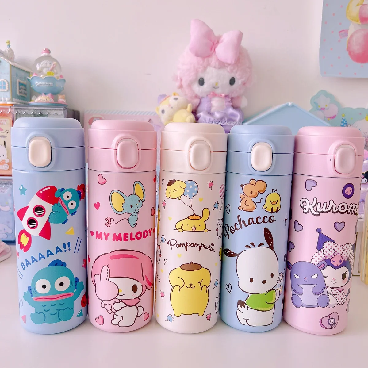 420ML miniso Thermos Mug 304 Stainless Insulated Water Cup Travel Water Bottle Kuromi Pochacco Student Water Cup Birthday Gift