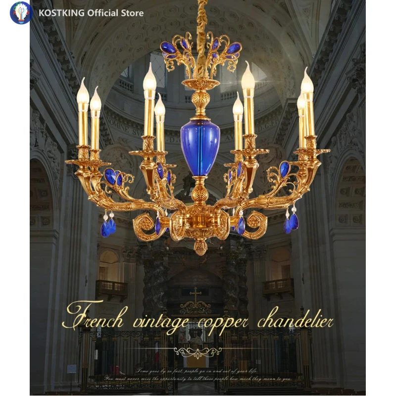 Elegant European Style Brass Chandelier, Perfect Decoration For Villa Living, Hotel Staircase And Aisle