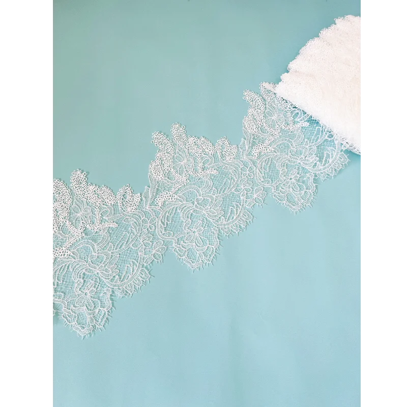 18m Eyelash Milk Silk Wide Lace Trim With Hollow Fish Silk For Wedding Dresses Veils Home Textile Decor Clothing Accessories Set - view 6