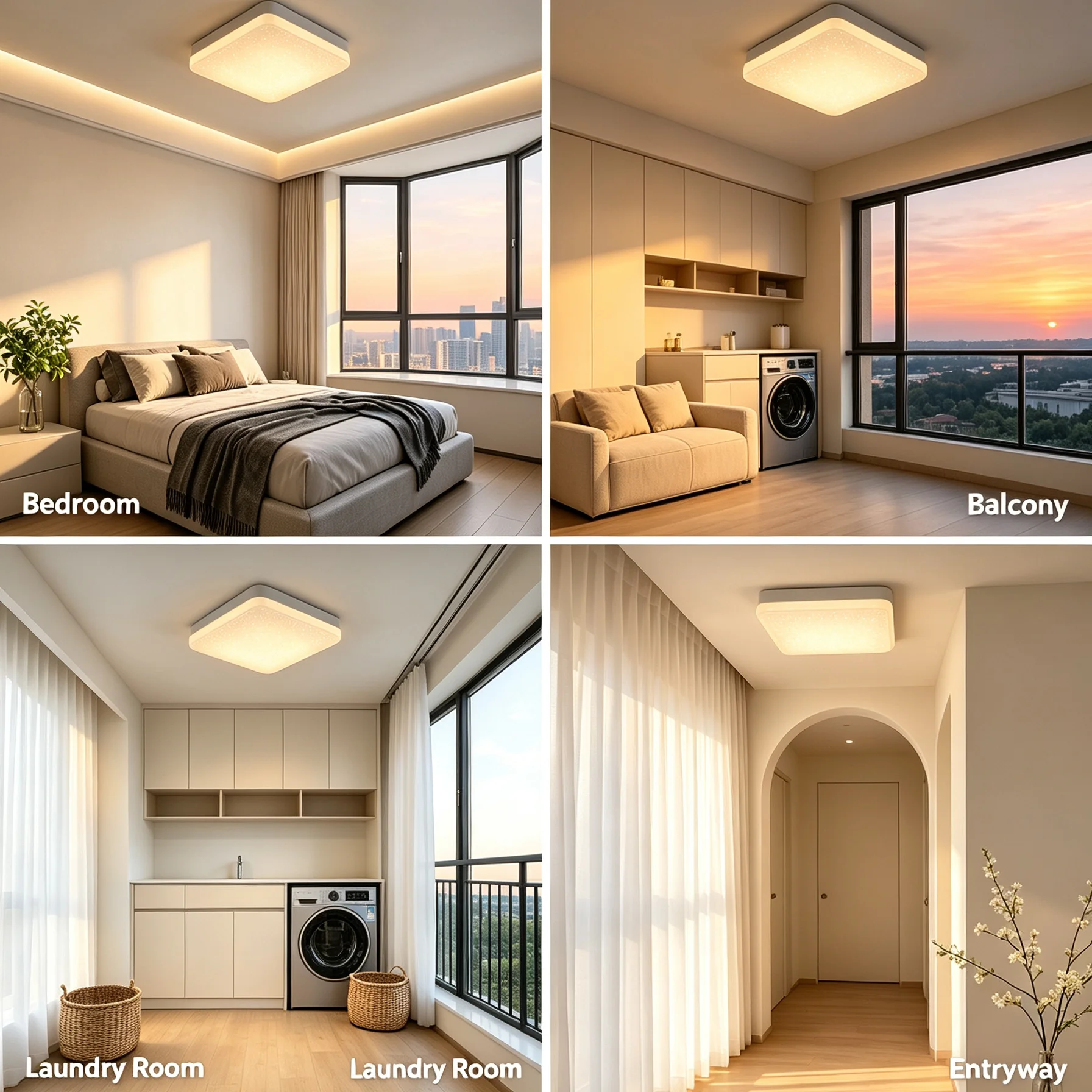 Modern Square Starry LED Ceiling Light 3 CCT Changing Flush Mount Lamp Eye Protection Ceiling Lamp For Bedroom Balcony Entryway
